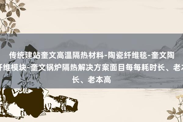 传统建站奎文高温隔热材料-陶瓷纤维毯-奎文陶瓷纤维模块-奎文锅炉隔热解决方案面目每每耗时长、老本高