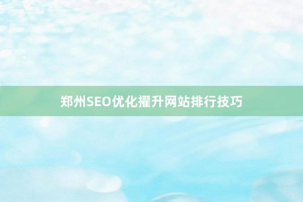 郑州SEO优化擢升网站排行技巧